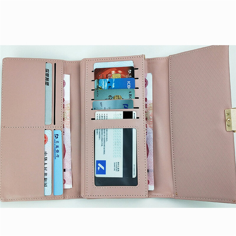 المرأة عملة محفظة طويلة متعددة الوظائف بطاقة حزمة محفظة للطي بلون المحمولة بسيطة المدمجة حقيبة 5 ألوان