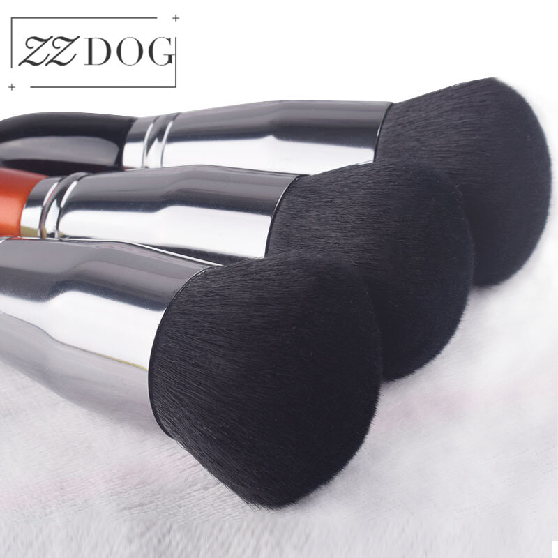 ZZDOG 1 قطعة أدوات التجميل المهنية شعر طبيعي بودرة الأساس كونتور ماكياج فرش السمين مقبض خشبي فرشاة مكياج