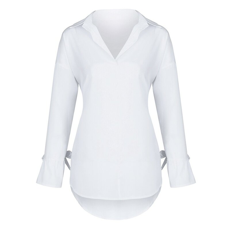 ملابس علوية بأكمام طويلة للربيع بلوزات نسائية غير رسمية قميص علوي طية صدر السترة 2020 بلوزة عصرية ذات طباعة بسيطة بلوزات نسائية كبيرة الحجم