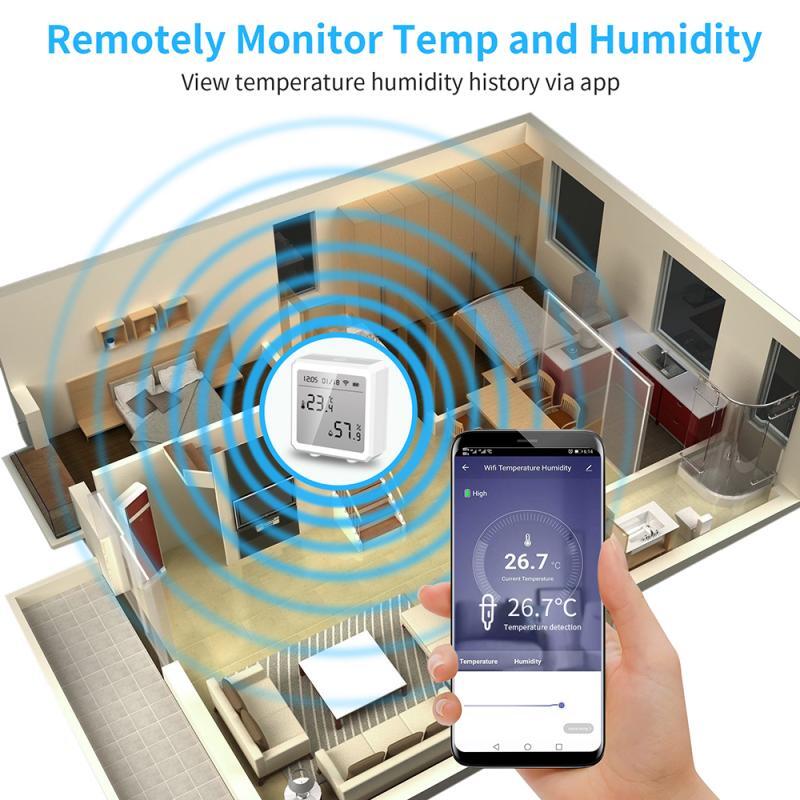 Tuya الحياة الذكية واي فاي درجة الحرارة والرطوبة الاستشعار بلوتوث متوافق مع ميزان الحرارة مع شاشة LCD ل أليكسا جوجل المنزل