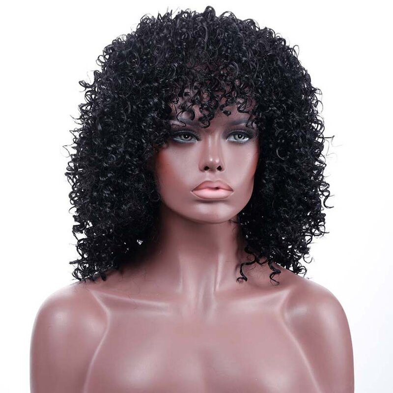 MUMUPI-شعر مستعار صناعي قصير للنساء ، شعر مجعد أسود طبيعي ، كلاسيكي ، درجة حرارة عالية