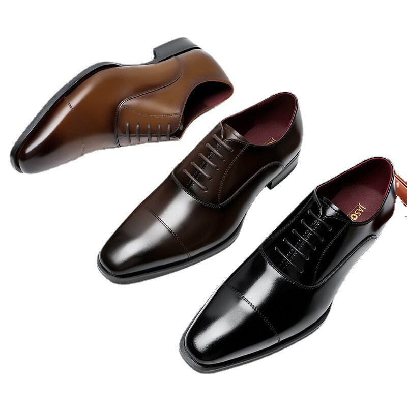 أكسفورد العريس فستان رسمي مكتب أفضل حذاء رجالي جلد طبيعي أسود الأصلي أحذية مصممين الأعمال عادية #3