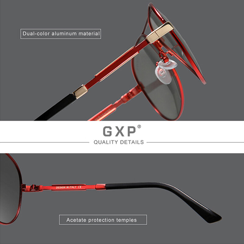 GXP موضة الألومنيوم الطيار النظارات الشمسية نظارات شمسية مستقطبة الرجال والنساء مرآة عدسة متلوّنة بالضوء مكافحة وهج القيادة نظارات