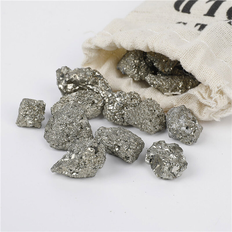 البيريت الطبيعي سحق الحجر الحلي الخام خام الحديد خام العينات موضة هدايا للأطفال بالجملة 3 أكياس شحن مجاني
