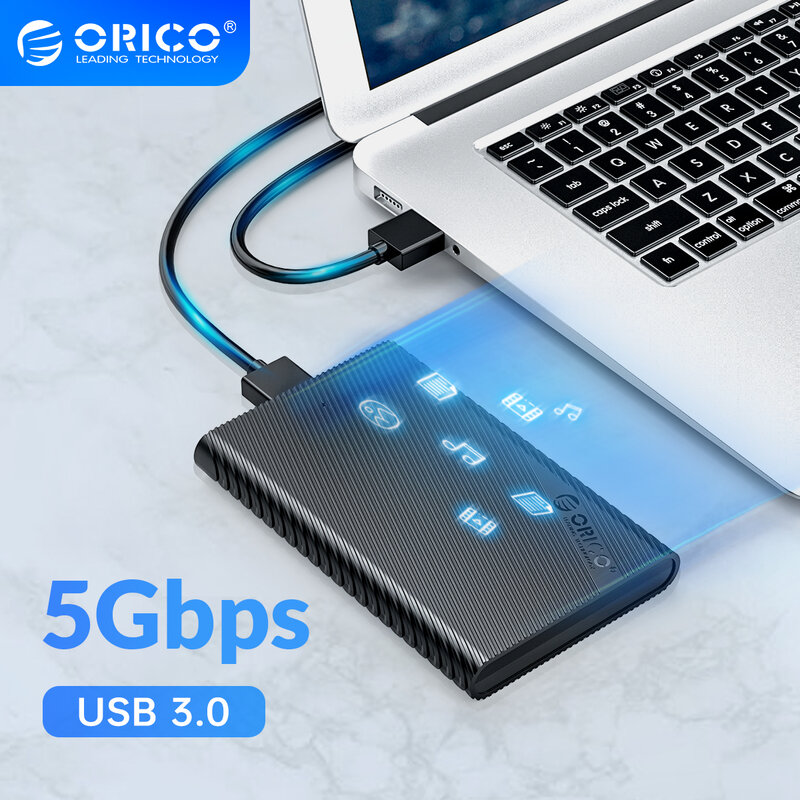ORICO قرص صلب خارجي علبة SATA إلى USB 3.0 قالب أقراص صلبة 2.5 بوصة SSD HDD صندوق طابعة للبطاقات اللاصقة للكمبيوتر دعم UASP السيارات النوم