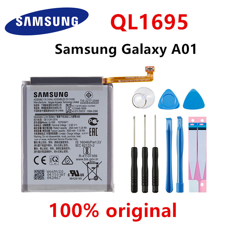 سامسونج 100% الأصلي QL1695 3000mAh استبدال البطارية لسامسونج غالاكسي A01 بطاريات الهاتف المحمول + أدوات