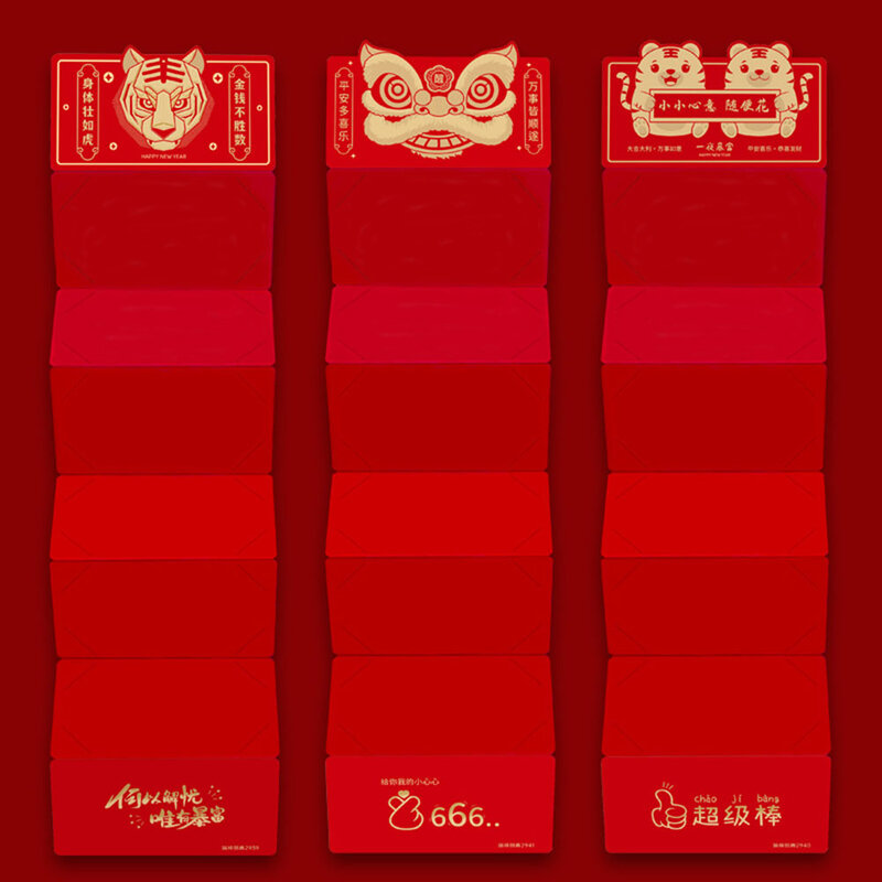 السنة الإبداعية من النمر الأحمر جيب للطي المغلف الأحمر محظوظ المال حزمة أكياس لعيد الحب الربيع مهرجان الزفاف الصيني