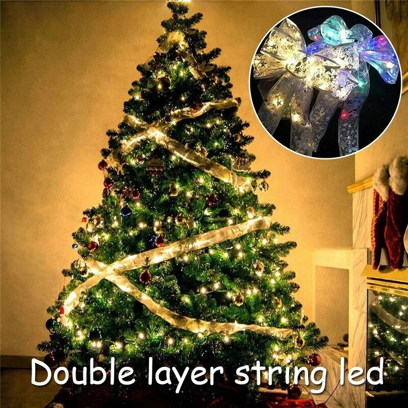 5 متر 50Led عيد الميلاد مصباح للزنية طبقة مزدوجة الانحناء الشريط الجنية أضواء سلاسل LED شجرة عيد الميلاد الحلي السنة الجديدة نافيداد ديكور