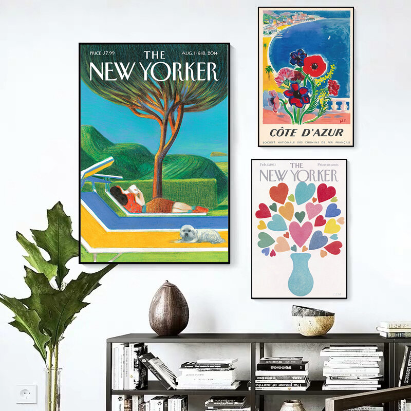خمر مجلة نيويورك رواج غطاء زهرة الرجعية الملصقات والمطبوعات الشمال حائط لوح رسم الفن غرفة المعيشة ديكور المنزل