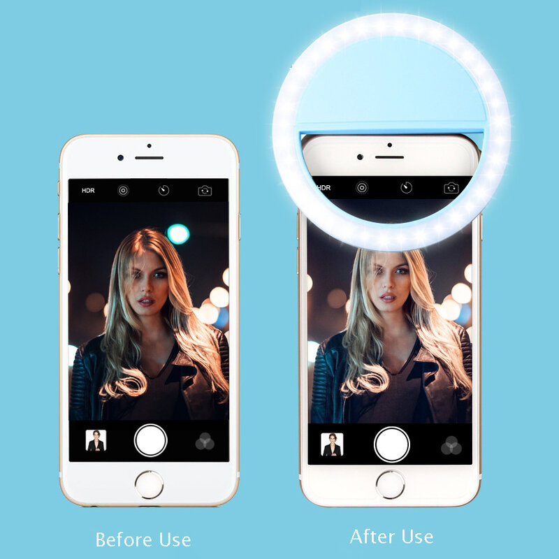 Selfie LED حلقة ملء ضوء المحمولة الهاتف المحمول 36 المصابيح Selfie مصباح 3 مستويات الإضاءة مشبك حلقي مضيئة لجميع هواتف محمولة