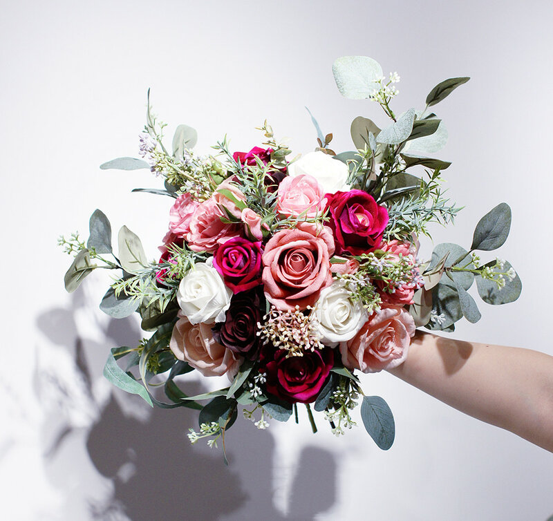 SESTHFAR-باقة زهور الزفاف ، وردي فوشيا ، عتيق ، Rmo De Novia ، باقة الزفاف الاصطناعية ، 2021 #6