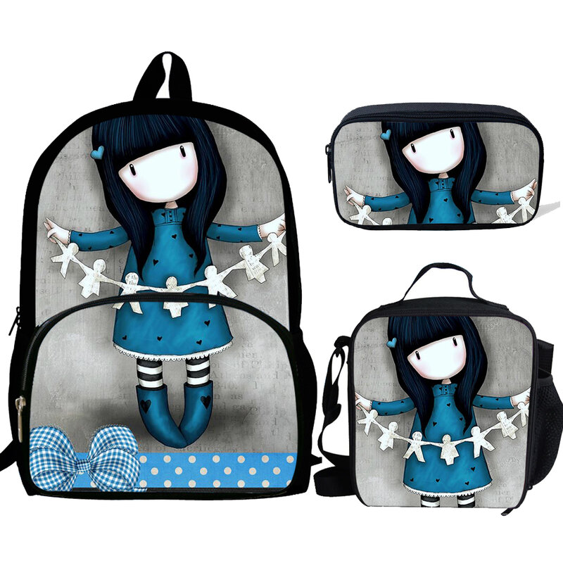 مخصص طباعة 3 قطعة حقيبة مدرسية s مجموعة للطلاب جميلة دمية طباعة حقيبة مدرسية الأطفال الكتف Bookbag حقيبة الاطفال