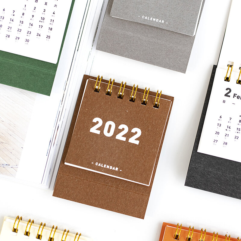 2022 تقويم صغير لسطح المكتب نمط بسيط بلون شهري سنوي جدول مخطط جدول الأعمال منظم طاولة مكتبية 4257