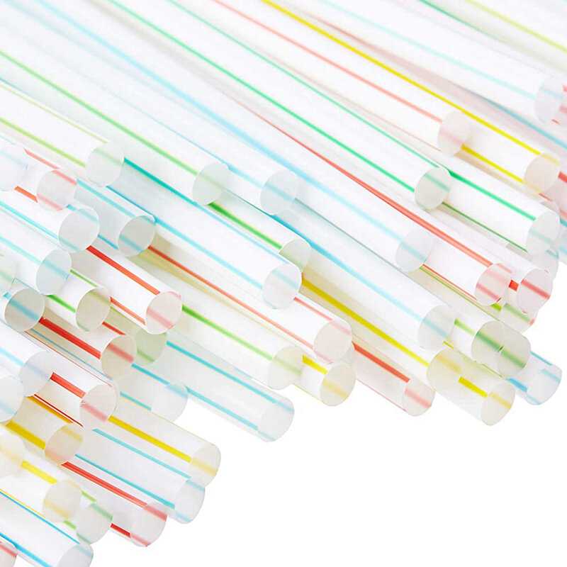 100/200 قطعة ماصّات بلاستيكيّة 8 بوصة طويل متعدد الألوان مقلم قابل للغطاء قابل للاستعمال الواحد القش حفلة متعدد الألوان قوس قزح القش