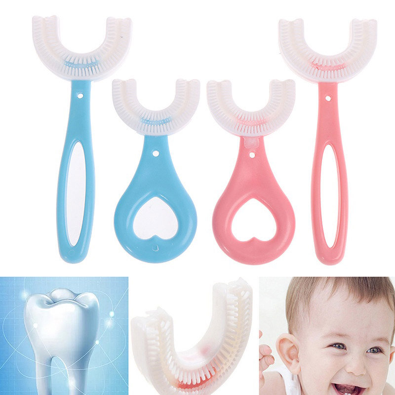 فرشاة أسنان للأطفال الرضع على شكل حرف U مع شكل الفم الخشن الناعم للرضع 2-12Years