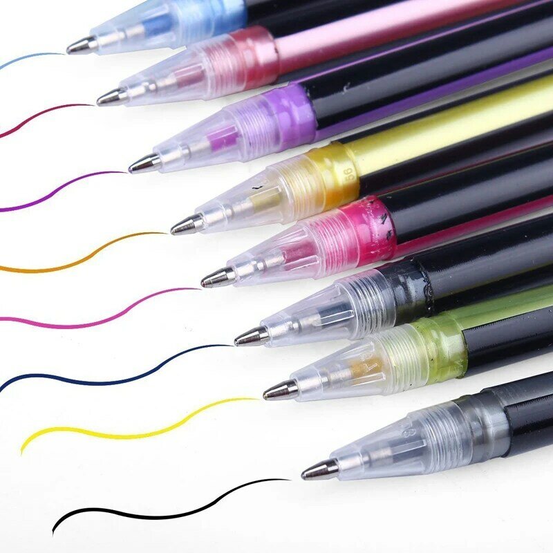48 قطعة ألوان بريق رسم رسم لون القلم علامات هلام أقلام مجموعة الملء رولربال الباستيل نيون ماركر مكتب القرطاسية المدرسية