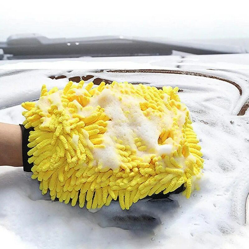 لون عشوائي ضعف الجانب قفازات غسيل السيارات ستوكات غسل اليد منشفة المرجان الإسفنج تنظيف أداة للسيارات