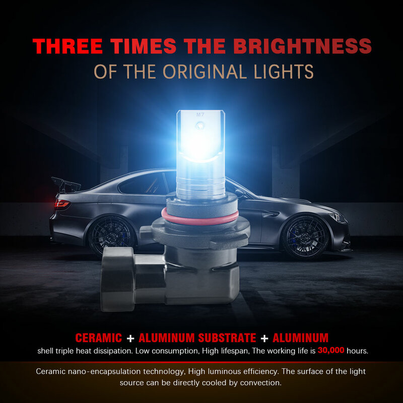 أضواء سيارة Led 9006 HB4 مصابيح أمامية CSP رقائق 12 فولت المصابيح 30000Lm السوبر مشرق عالية شعاع تأثير متوهجة جيدة التوصيل والتشغيل اللاسلكي