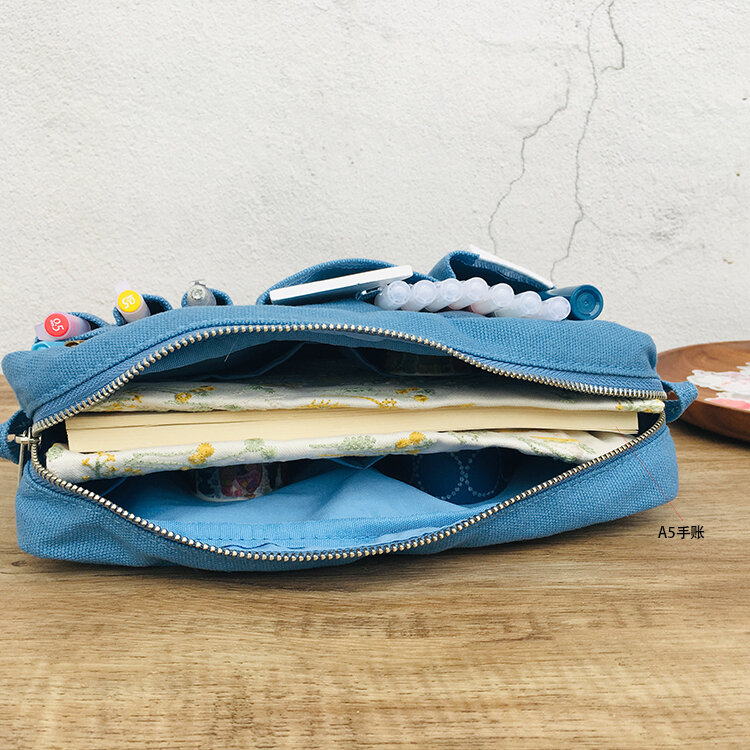 اليابانية موضة تخزين كبير شقة قلم رصاص حقيبة الإبداعية مجلة حامل الحقيبة 260*170*60 مللي متر الأصفر الأزرق مدرسة اللوازم المكتبية