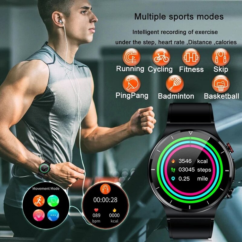 2023 جديد ECG + PPG ساعة ذكية الرجال ضغط الدم معدل ضربات القلب الساعات IP68 مقاوم للماء اللياقة البدنية المقتفي Smartwatch لهواوي شاومي