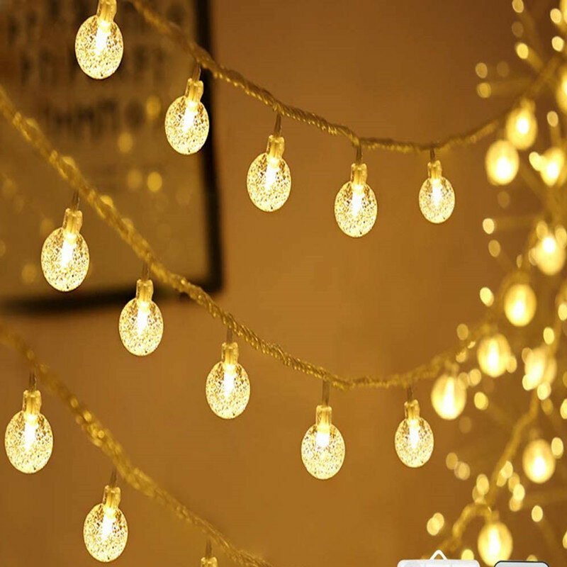 عطلة سلسلة خفيفة الكرة LED سلسلة الإضاءة 3M 10M 20M المصباح الكهربي ضوء سلسلة للماء في الهواء الطلق الزفاف سلسلة عيد الميلاد