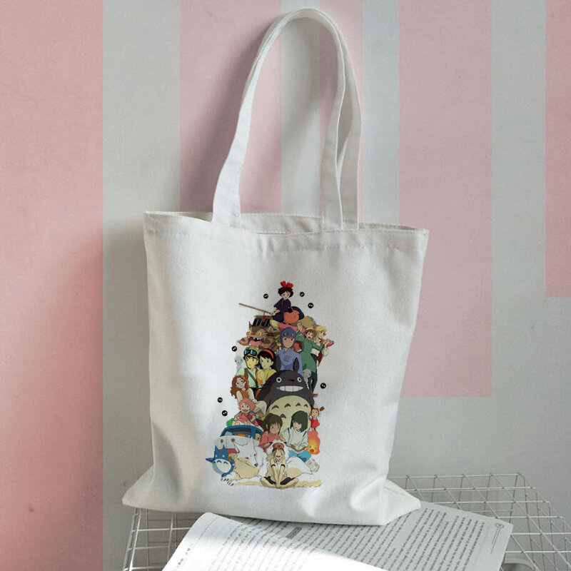 لطيف المرأة حقائب من القماش الإناث أكياس التسوق الترفيه ايكو قابلة لإعادة الاستخدام طوي حقيبة كتف Harajuku حقيبة يد حمل