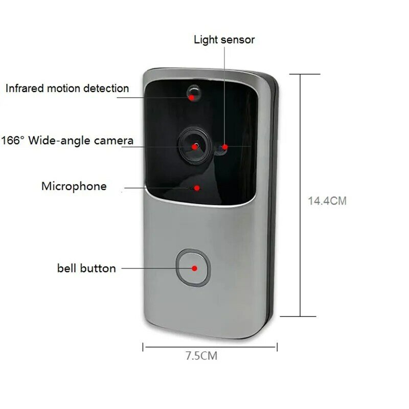 جرس باب ذكي IP WIFI 1080P ، اتصال داخلي بالفيديو ، لاسلكي ، مع كاميرا لباب الشقة ، جرس ، إنذار ، كاميرا أمان بالأشعة تحت الحمراء