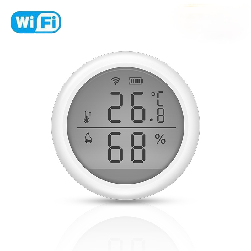 الذكية واي فاي درجة الحرارة الرطوبة كاشف داخلي الرطوبة ميزان الحرارة مع شاشة الكريستال السائل USB تهمة جهاز استشعار إنذار