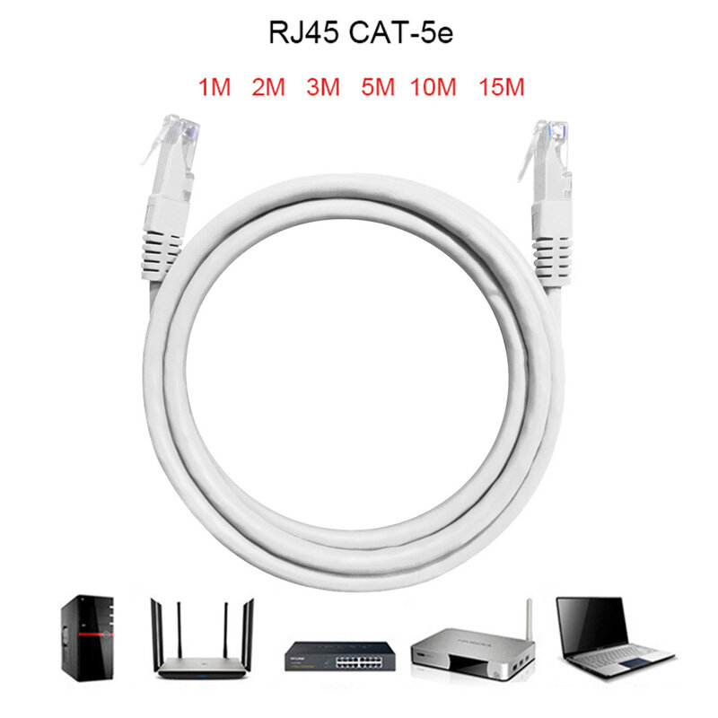 1/2/3/5/10/15 M CAT-5E كابل شبكة إيثرنت محلية RJ45 مع واجهة كابل شبكة RJ45 القياسية لأجهزة الكمبيوتر والمفاتيح
