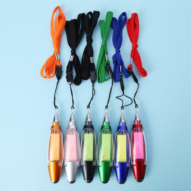 YYDS LED قلم حبر جاف مذكرة القرطاسية ورقة أقلام الحبل مع حبل معلق هدية
