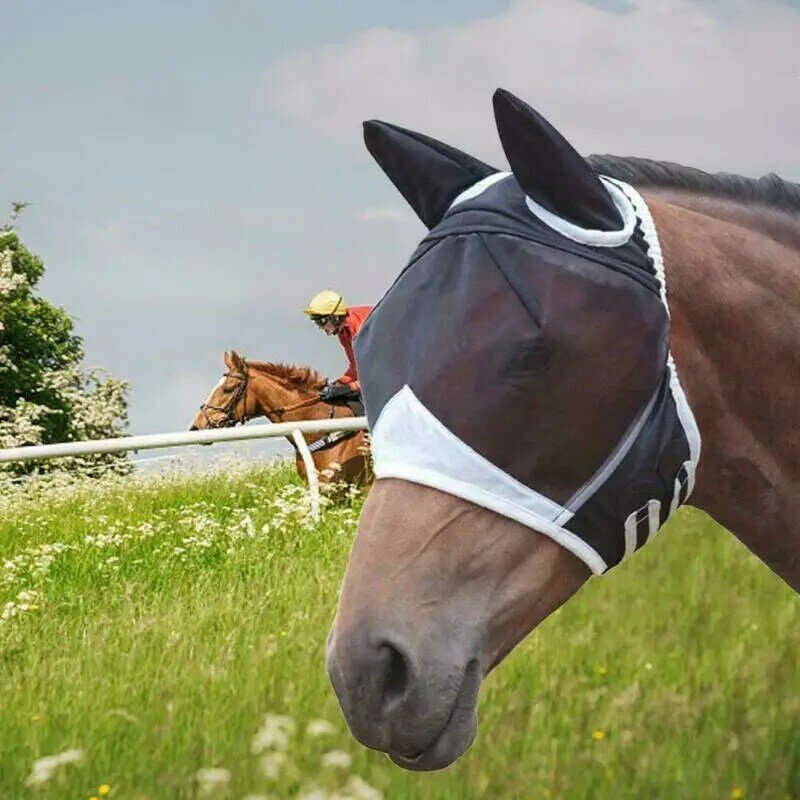 موضة الصلبة الحيوانات الأليفة الحصان يطير أقنعة عيون الصيف الغطاء الواقي تنفس شبكة غرامة
