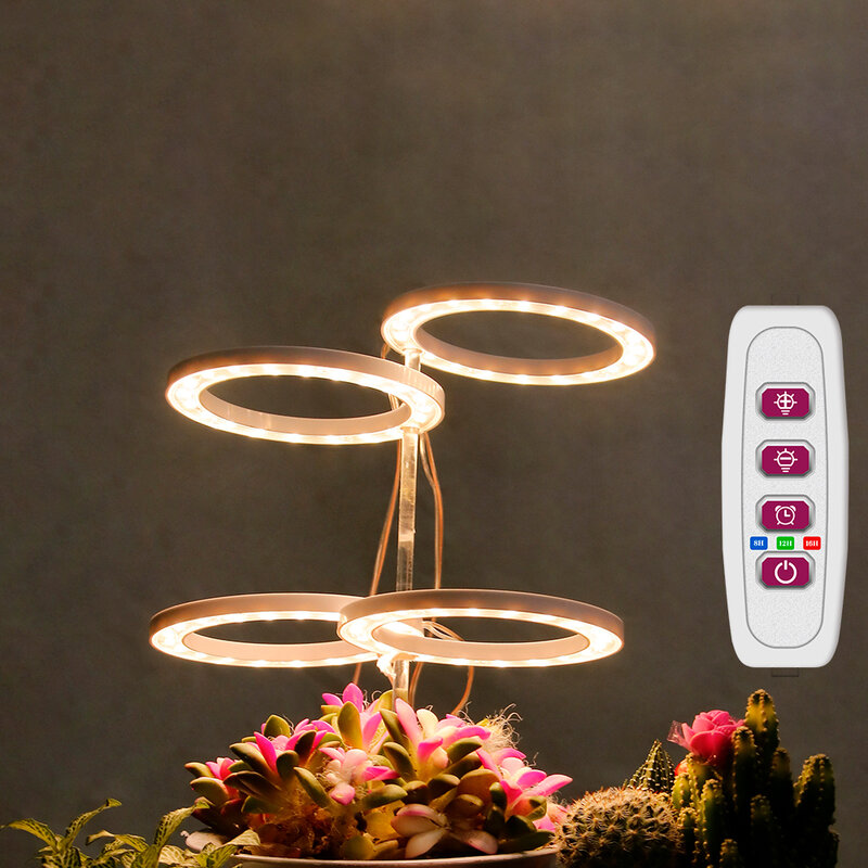 مصباح إضاءة على شكل حلقة ملاك طراز DC5V USB Phytolamp للنباتات مصباح Led كامل الطيف لشتلات النباتات الداخلية غطاء زهور منزلي