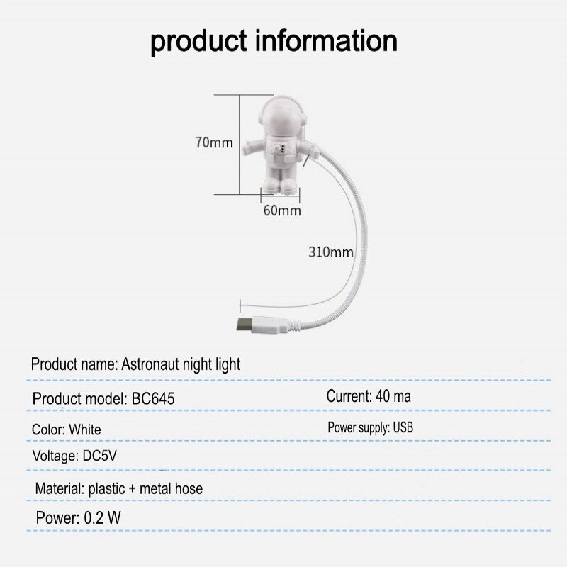 مكتب مصابيح أضواء Litwod جديد الموضة الجدة رومانسية الطفل Led لمبات Usb ميناء تيار مستمر الراتنج مفتاح مقبض إسفين ليلة التوصيل رواد الفضاء