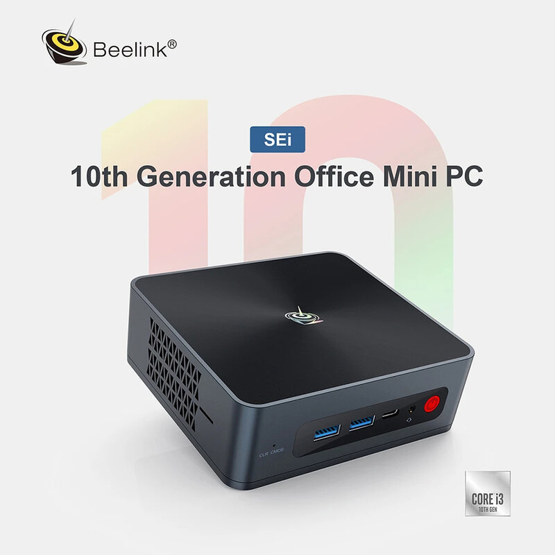 Beelink SEi10 جهاز كمبيوتر صغير I3-10110U وحدة المعالجة المركزية 16 + 512G Bluetoth 5.0 Wifi6 1000M LAN Type-C USB 3-شاشة عرض 4K HD كمبيوتر مصغر مكتب
