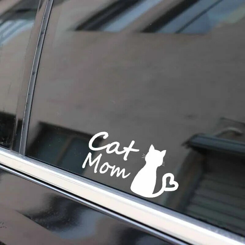 OFK القط أمي سيارة ملصق مضحك ملصق حائط من الفينيل‏ ديكور أسود فضي 13 سنتيمتر * 6.7 سنتيمتر