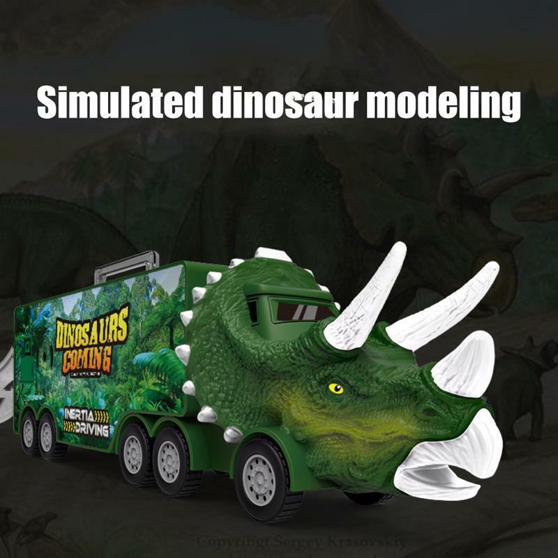ديناصور لعبة على شكل شاحنة الفتيان هدية الديناصورات نقل شاحنة تخزين سيارة لعبة زجاجات مياه بمقبض محمول أفضل الجمود الكهربائية التراجع لعبة
