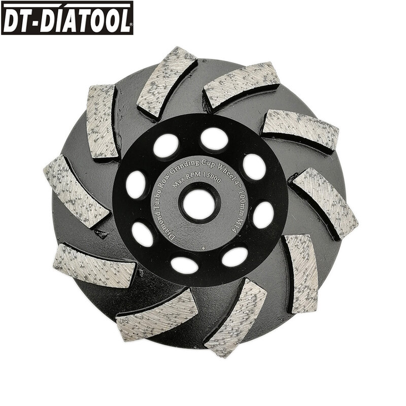 DT-DIATOOL Dia-عجلة ألماس مجزأة بخيط M14 مقاس 100 مللي متر/4 بوصة ، كأس طحن توربو ، حجر الجرانيت والرخام والخرسانة