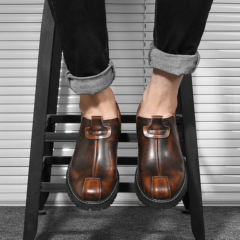 الكلاسيكية مريحة الرجال عارضة الأحذية المتسكعون الرجال الأحذية جودة انقسام الأحذية الجلدية الرجال الشقق حار بيع الأخفاف أحذية N10-35 #4