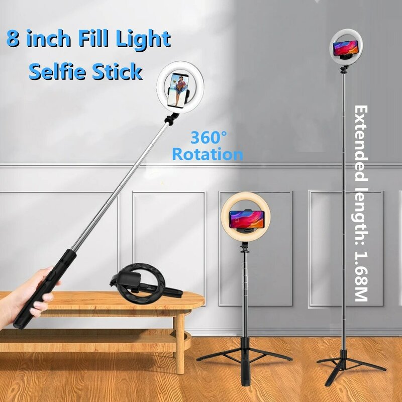 كول ديير 1680 مللي متر كبير اللاسلكية Selfie عصا ترايبود طوي LED حلقة التصوير ضوء مع بلوتوث متوافق مصراع