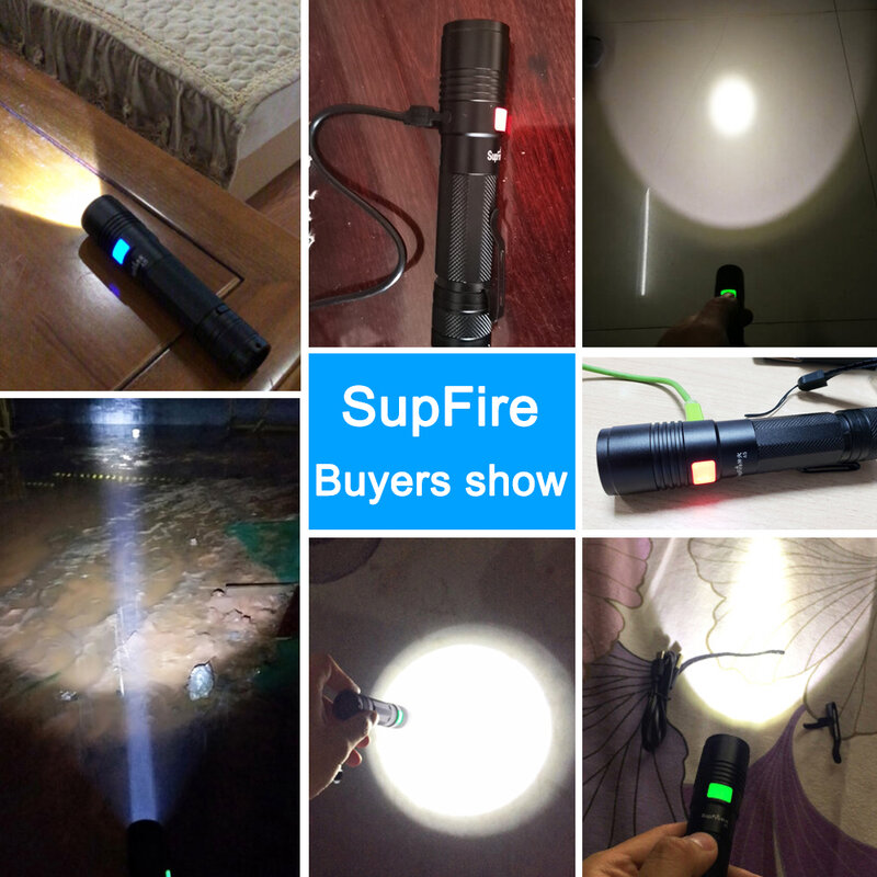 SupFire A5 مصباح يدوي صغير 18650 USB قابلة للشحن 5 طرق ضوء التخييم الصيد مصباح سبائك الألومنيوم LED الشعلة