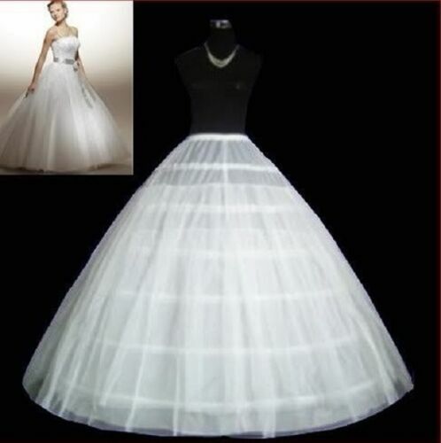 نمط جديد الطازجة تبحث الأبيض 6-الأطواق ثوب نسائي كرينولين زلة تنورة الزفاف فستان الزفاف