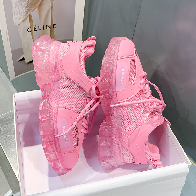 2021 جديد مكتنزة أحذية رياضية النساء أحذية منصة موضة شبكة هلام وحيد سميكة أسفل الرياضة سلة فام مصمم أحذية رياضية النساء