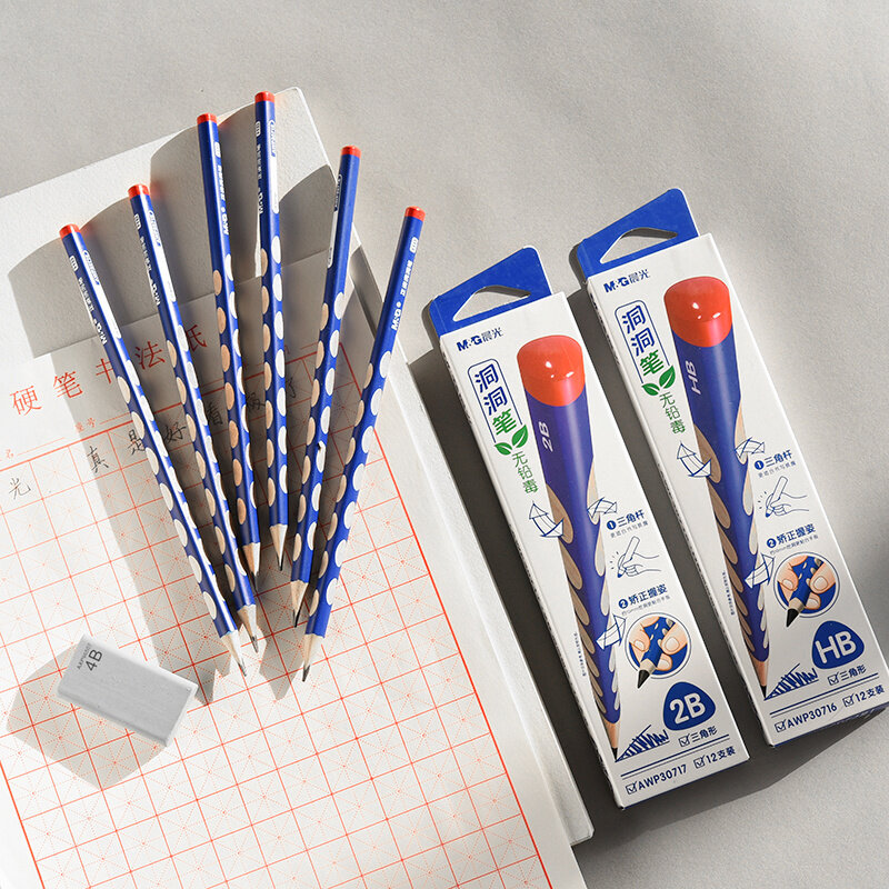 12 قطعة HB 2B أقلام رصاص غير سامة للأطفال ممارسة تصحيحية الخط طالب رسم خشبي قلم رصاص مكتب القرطاسية 05882