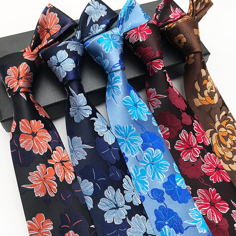 ربطة عنق ساتان حرير للرجال ، مقاس 8 سنتيمتر ، نمط زهور كبير ، ممتعة واحتفالية ، منسوجة بالزهور ، للبالغين ، توصيل مجاني