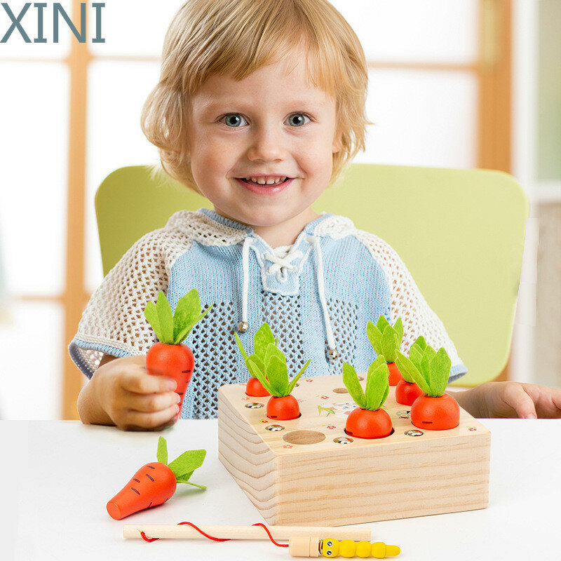 XINI-لعبة ألغاز خشبية مغناطيسية ، ألعاب مونتيسوري ، شجرة فواكه ، هدية للأطفال ، مواد مونتيسوري المغناطيسية ، تفاح كمثرى