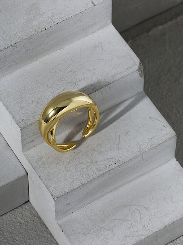 خاتم مفتوح مصنوع يدويًا للنساء من الفضة الإسترليني S'STEEL بتصميم كوري 925 بتصميم بسيط بيضاوي الشكل وسطح أملس موديل 2021