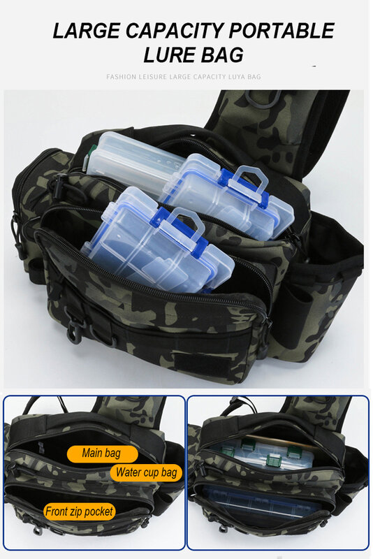 متعددة الوظائف حقيبة الصيد سعة كبيرة واحدة الكتف حقيبة كروسبودي الطعم معدات تخزين ظهره حقيبة صيد سمك
