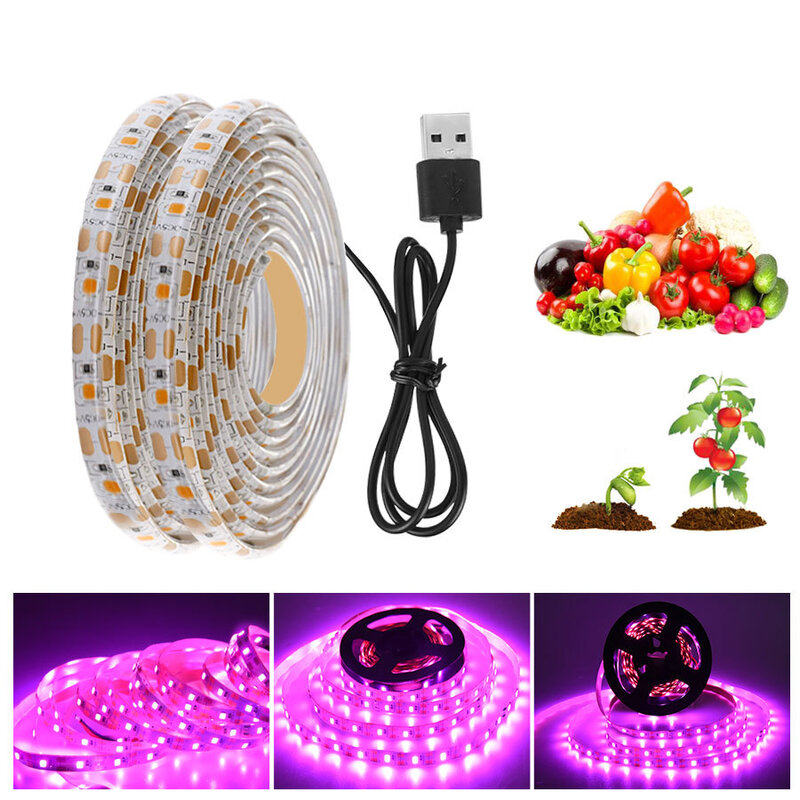 0.5m 1m 2m 3m 2835 SMD DC5V LED تنمو ضوء كامل الطيف USB تنمو شرائط مصباح فيتو الشريط ل بذور النباتات الزهور الدفيئات