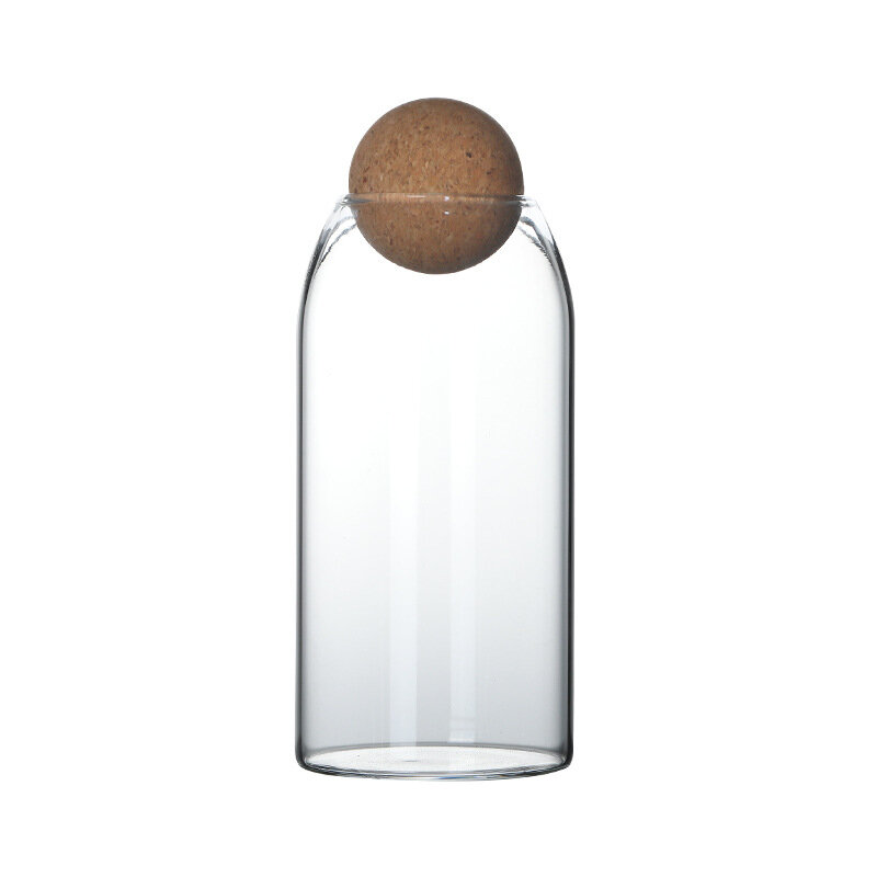 الكرة الفلين خالية من الرصاص الزجاج جرة مع غطاء زجاجة خزان مختومة علب الشاي الحبوب شفافة أوعية الحفظ القهوة يحتوي