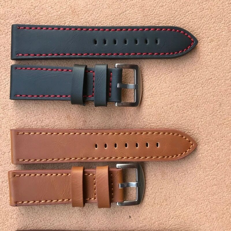 16mm 18mm 20mm 22mm Women Men Watchband Genuine Leather Watch Bands Straps Watches Accessories Coffee Black Belt Strap Replacem